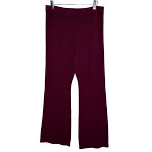 House of Harlow 1960 XL Womens Wide Leg Pull On Knit Pants Dark Red Berry